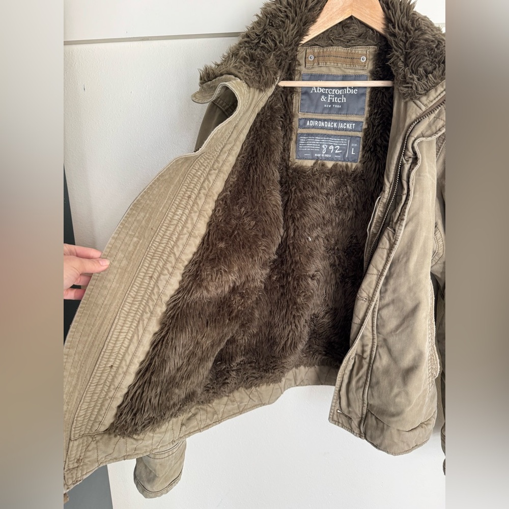 Abercrombie & Fitch Adirondack Jacket Men’s Large Faux Fur Lined Utility Coat - Picture 5 of 11